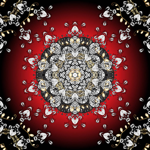 Mandala desenhada à mão, padrão abstrato colorido em cores brancas, vermelhas e pretas. - Foto, Imagem