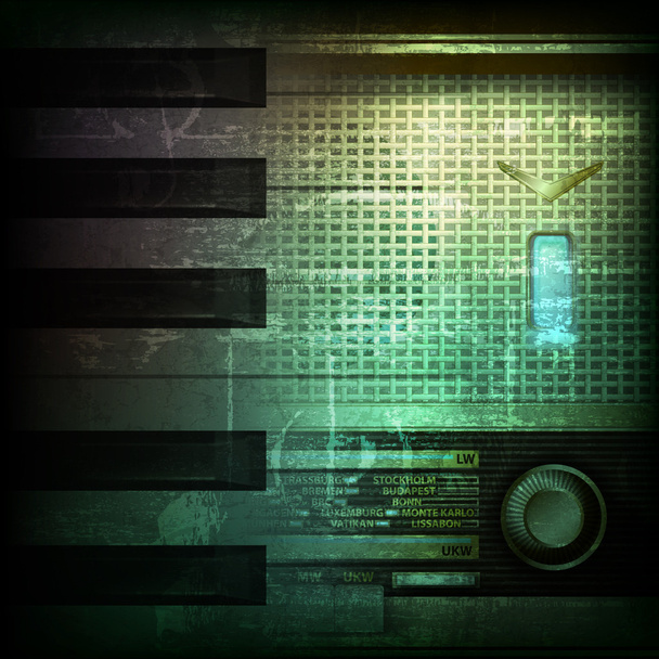 abstract grunge background with retro radio - Vector, afbeelding