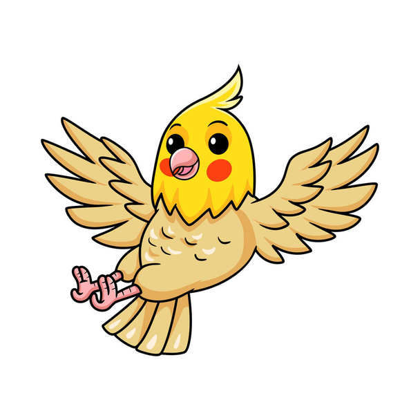 Εικονογράφηση διάνυσμα του χαριτωμένο lutino κακατιήλ πουλί κινουμένων σχεδίων - Διάνυσμα, εικόνα