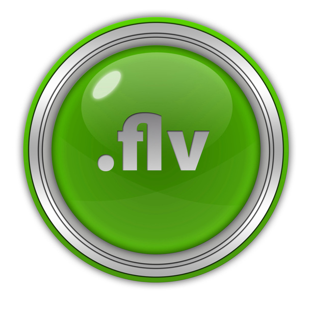 .kulatá ikona FLV na bílém pozadí - Fotografie, Obrázek
