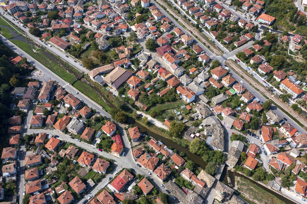 Aerial view of the city center of the Bulgarian town Tryavna - Photo, Image