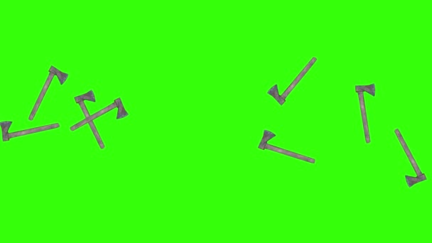 Анимация топоров топора топора на зеленом экране, графический источник, хроматический ключ - Кадры, видео