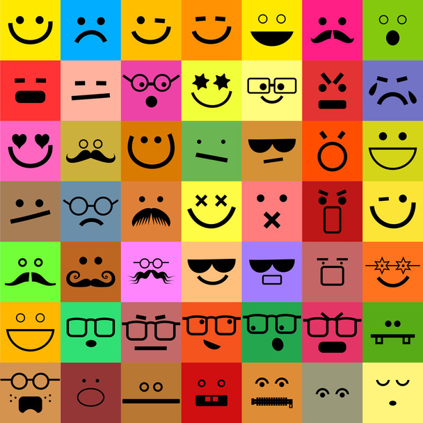Vierkante gevormde emoticon gezichten - Vector, afbeelding