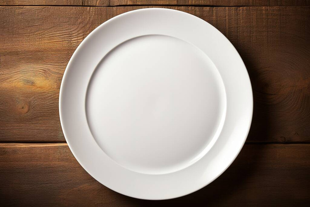 Empty white plate. Top view. Flat lay - Photo, Image