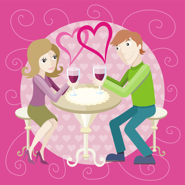 Date at restaurant - Vector, Image