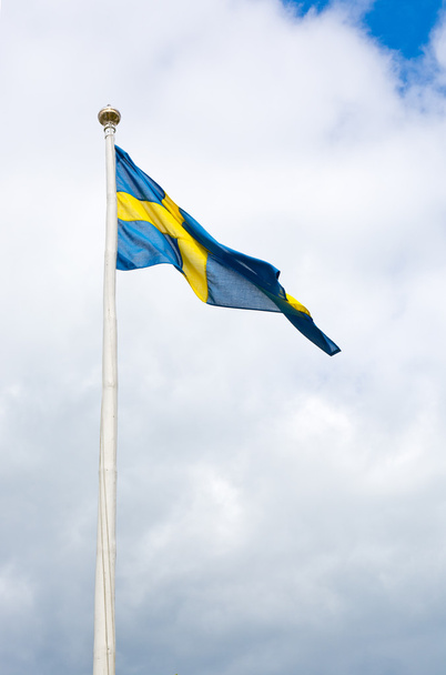 Swedish flag blue with yellow cross - Photo, Image