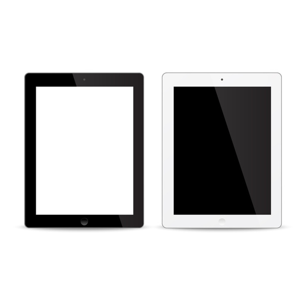 Tabletas realistas en blanco y negro aisladas en blanco
.   - Vector, Imagen