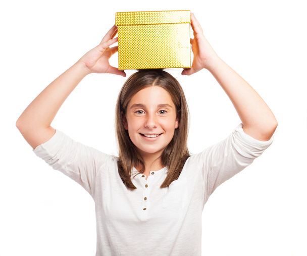 Girl holding a box - Photo, Image