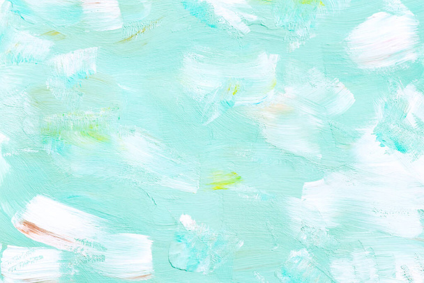 Mint and blue abstract oil painting texture background. Brush strokes on canvas - Photo, Image