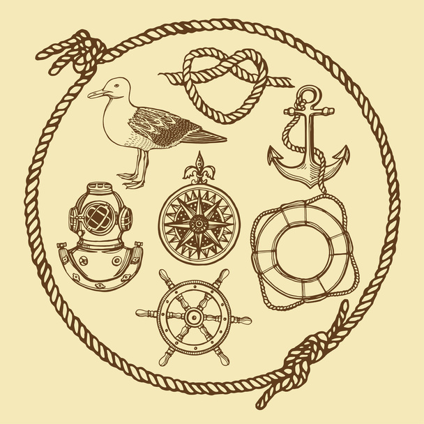 Nautical vintage set - Вектор,изображение