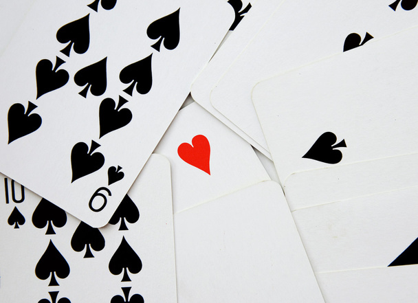 Background of cards with heart of ace (standing out from the crowd) - Photo, Image