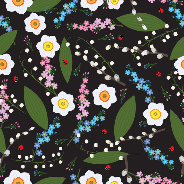 Floral spring seamless vector background - Vector, Image