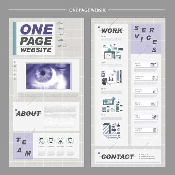 futuristic one page website design template  - Вектор,изображение