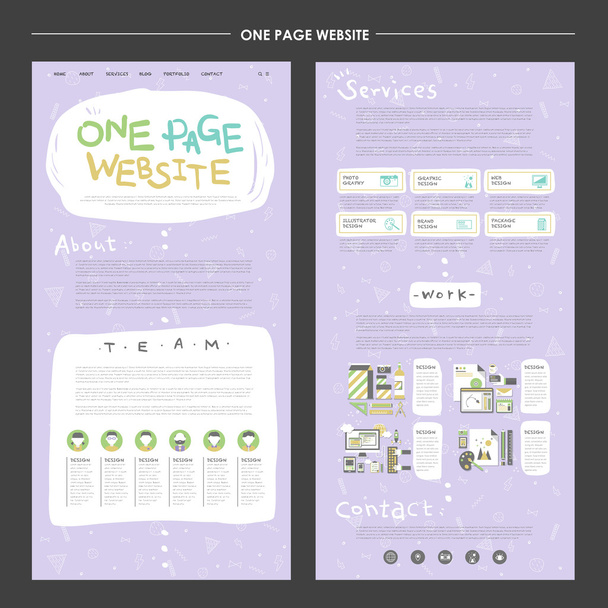 lovable one page website design template - Vetor, Imagem