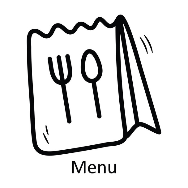 Περίγραμμα διανύσματος μενού Εικονίδιο Σχεδιασμός εικονογράφηση. Σύμβολο τροφίμων και ποτών σε λευκό φόντο EPS 10 Αρχείο - Διάνυσμα, εικόνα