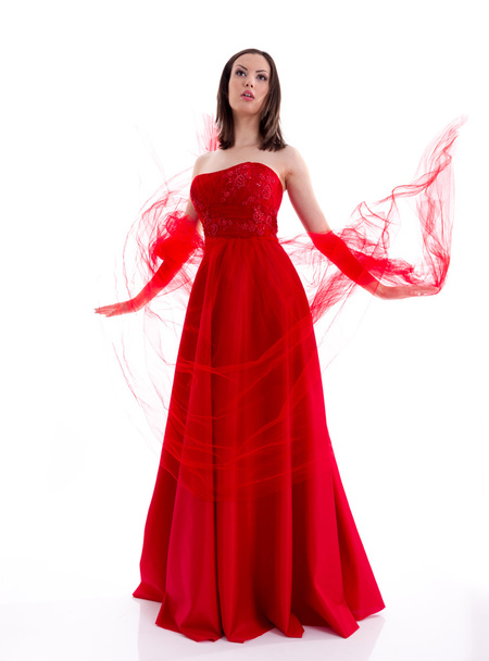 Belle femme dans une robe rouge - Photo, image