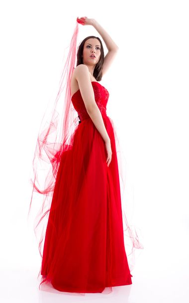Belle femme dans une robe rouge - Photo, image