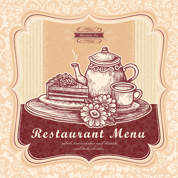 graceful afternoon tea menu design  - ベクター画像
