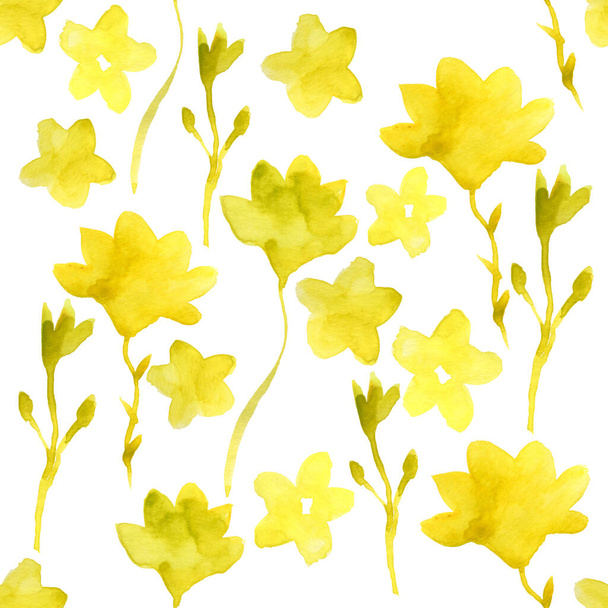 Color seamless watercolor pattern of beautiful flowers   - Photo, Image