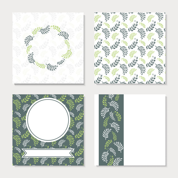 Set of four colorful geometric flower cards - Vetor, Imagem