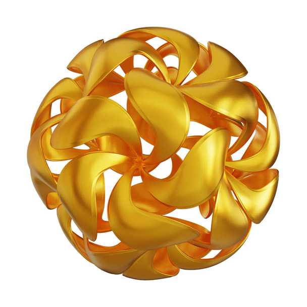 Fondo metálico dorado abstracto con formas geométricas futuristas en 3D - Foto, imagen