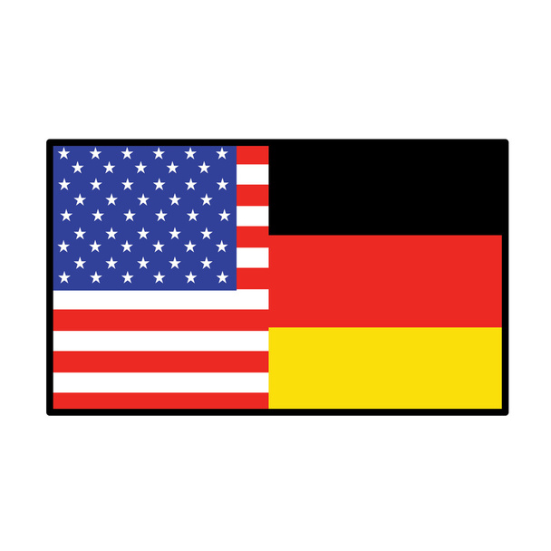 半分のアメリカおよびドイツの旗 - ベクター画像
