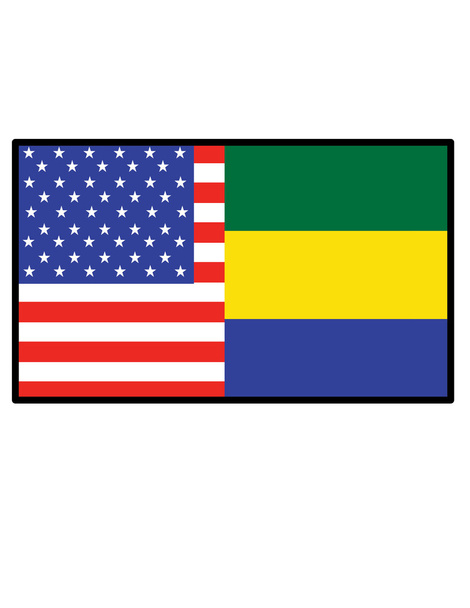 American and Gabon flags - Vector, Image