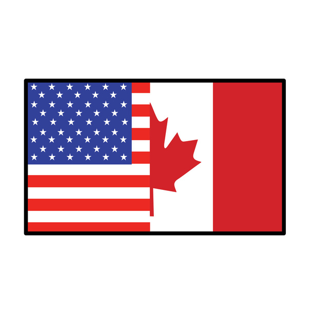 半分のアメリカとカナダの旗 - ベクター画像