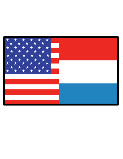 半分のアメリカとオランダの旗 - ベクター画像