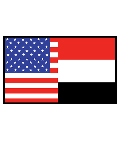American and Yemen flags - Vector, Image