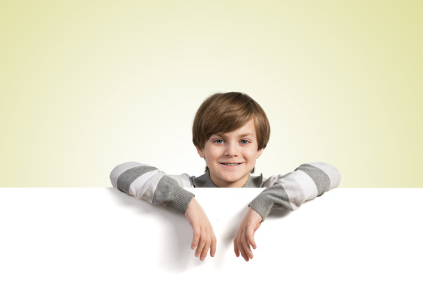 Boy with blank advertising board - Foto, Imagem