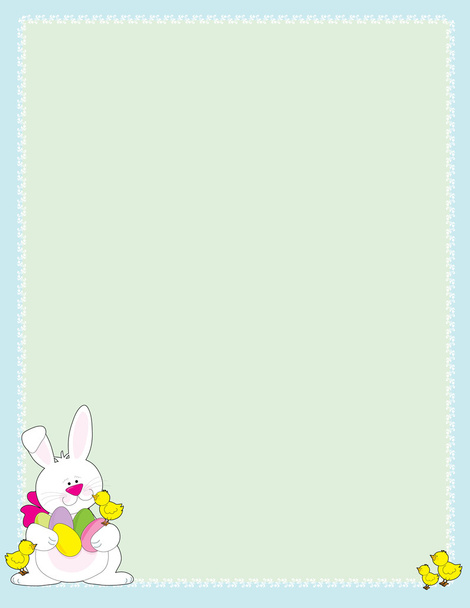 An Easter bunny holding colored eggs - Vektör, Görsel