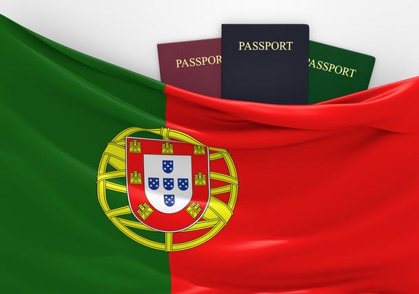 Podróży i turystyki w Portugalii, z bukietem paszportów - Zdjęcie, obraz