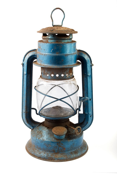 Vieille lanterne rouillée bleue
 - Photo, image