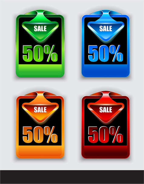 Stylish arrow sale tag over discount panel - Vector, afbeelding