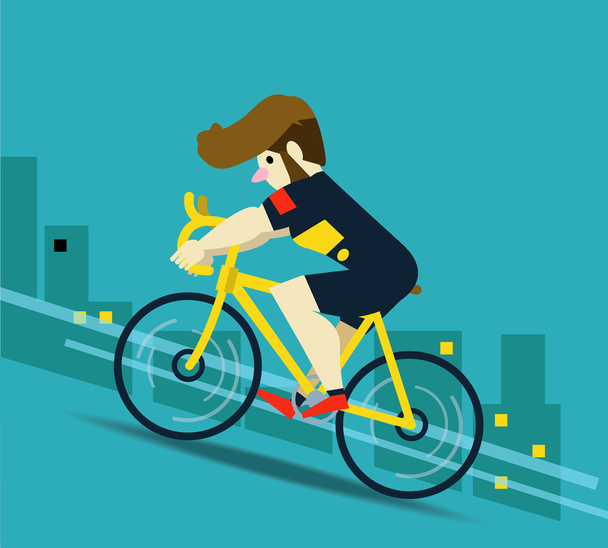 Racing cyclist in action on city background. - Vector, Image