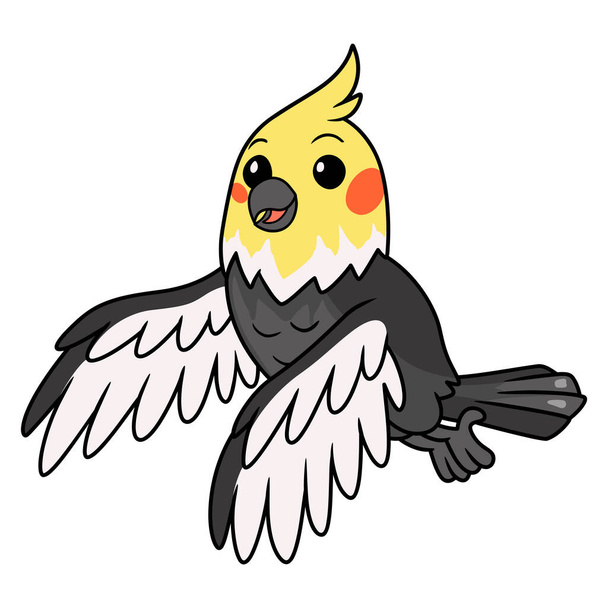 Illustrazione vettoriale del cartone animato carino uccello cockatiel grigio - Vettoriali, immagini