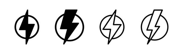 Icono del rayo establecer ilustración. signo eléctrico y símbolo. icono de poder. señal de energía - Vector, imagen