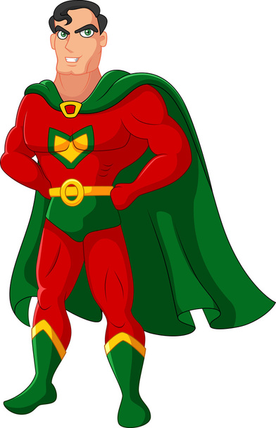 Cartoon mannelijke superheld poseren - Vector, afbeelding