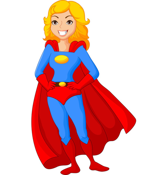 Dibujos animados femenino super héroe posando
 - Vector, imagen