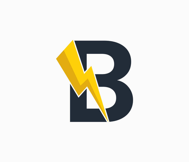 B Logo Energia. lettera B logo elettricità. lettera B bullone icona di alimentazione - Vettoriali, immagini
