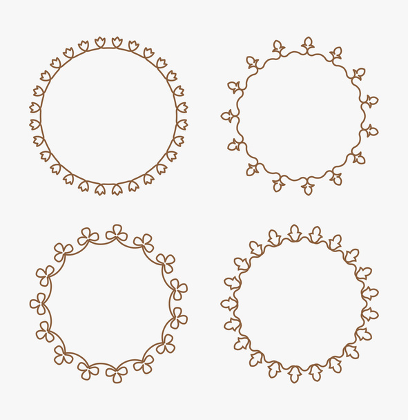 Set of decorative calligraphic round frames - Vector, Image
