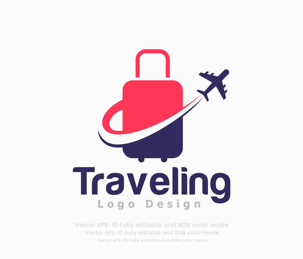 Λογότυπο ταξιδιού. ταξιδιωτικό και τουριστικό λογότυπο με αεροπλάνο - Διάνυσμα, εικόνα