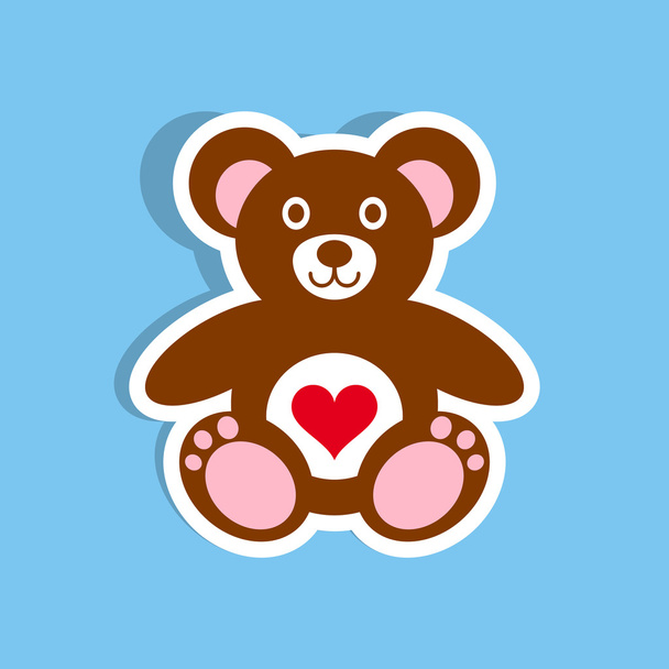 Teddy bear icon with heart - Vector, Image