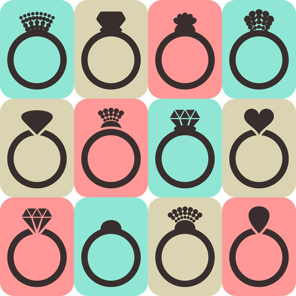 Γαμήλιο δαχτυλίδι εικονίδια  - Διάνυσμα, εικόνα
