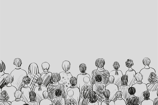 Sketch: a crowd watching and listening - Vector, Image