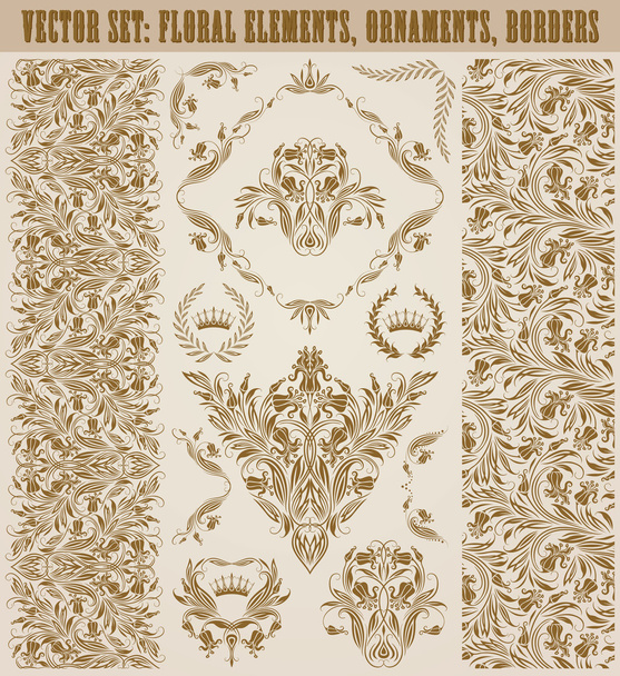 Set of vector damask ornaments. - Vector, Image