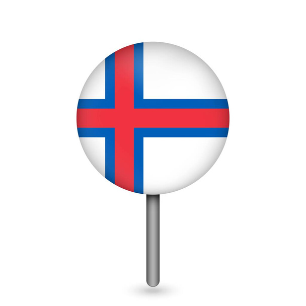 Mappa puntatore con paese Isole Faroe. Bandiera delle Isole Faroe. Illustrazione vettoriale. - Vettoriali, immagini