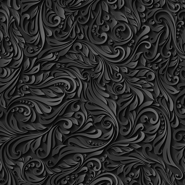 Seamless abstract black floral pattern - Vector, Image