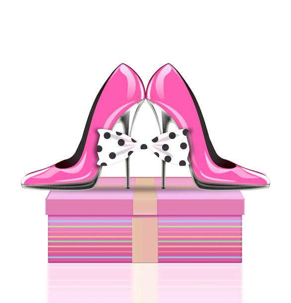 High heel shoes with bow, symbol mothers day, woman's day, valentines day - Zdjęcie, obraz
